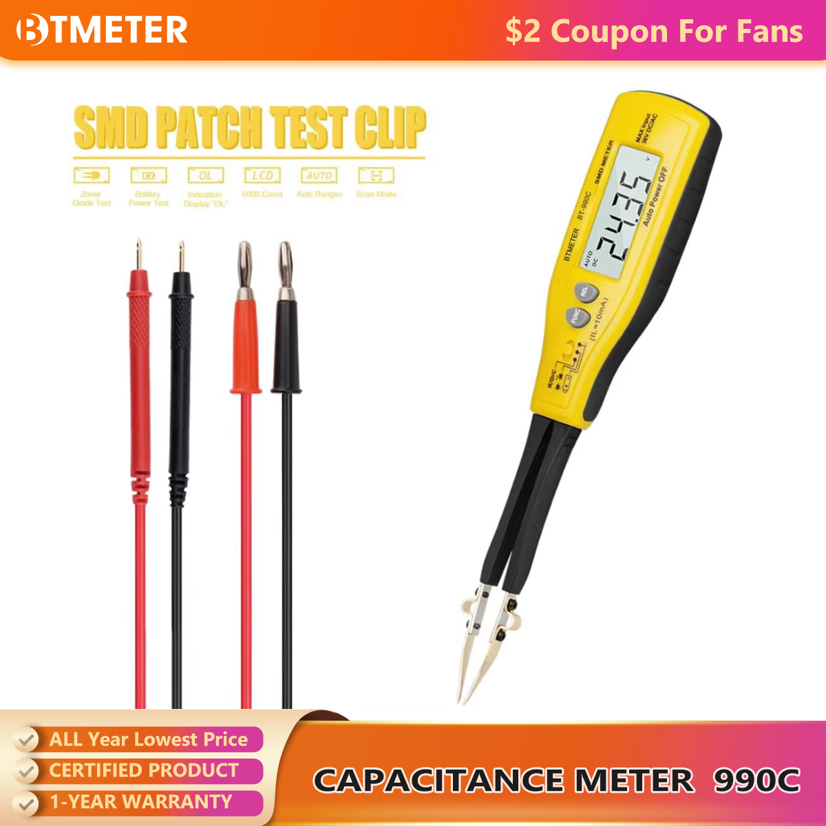 990C Smart SMD Tester Smart Tw - Smd Tweezer Set recension och pris