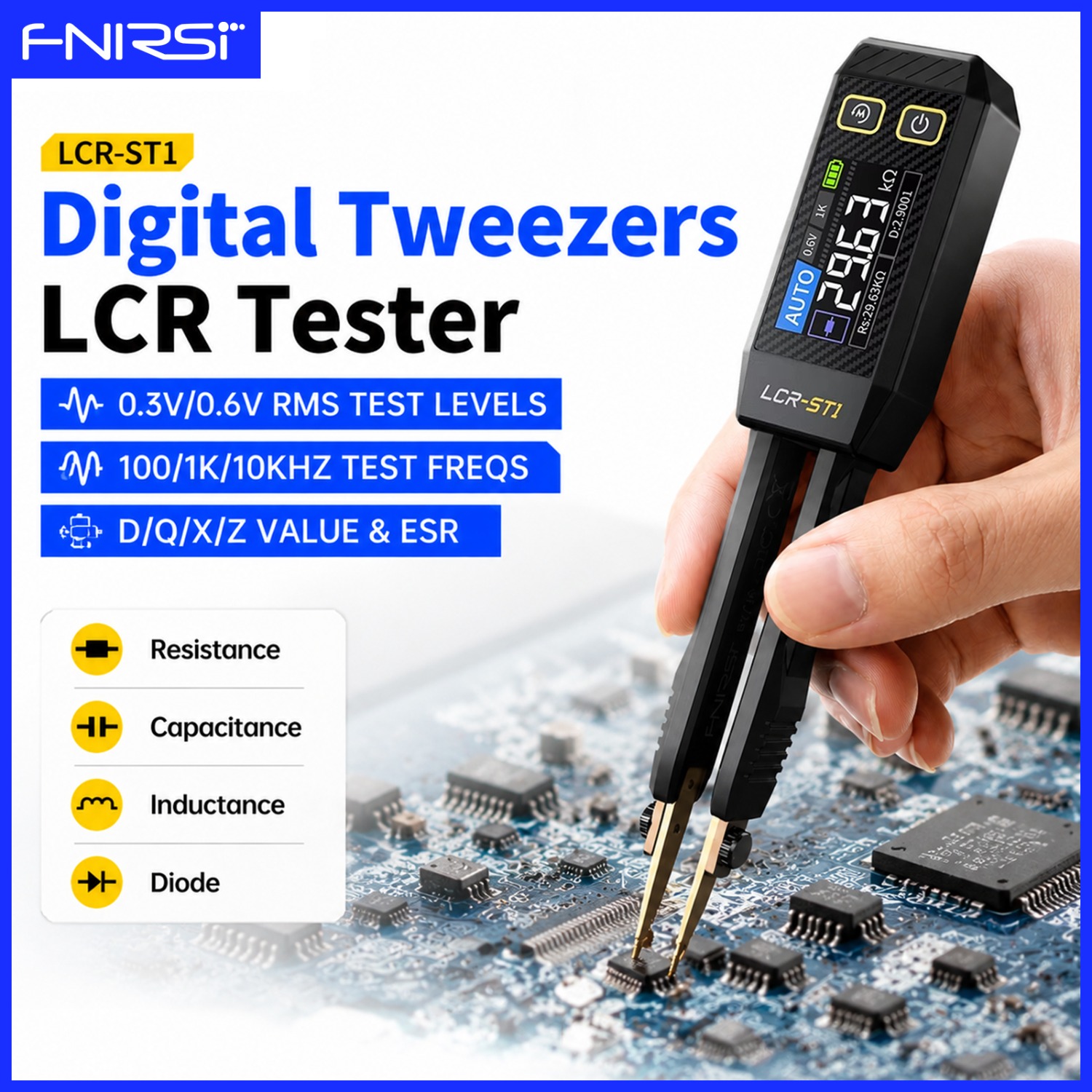FNIRSI LCR-ST1 Smart LCR Bridg - Smd Tweezer Set recension och pris